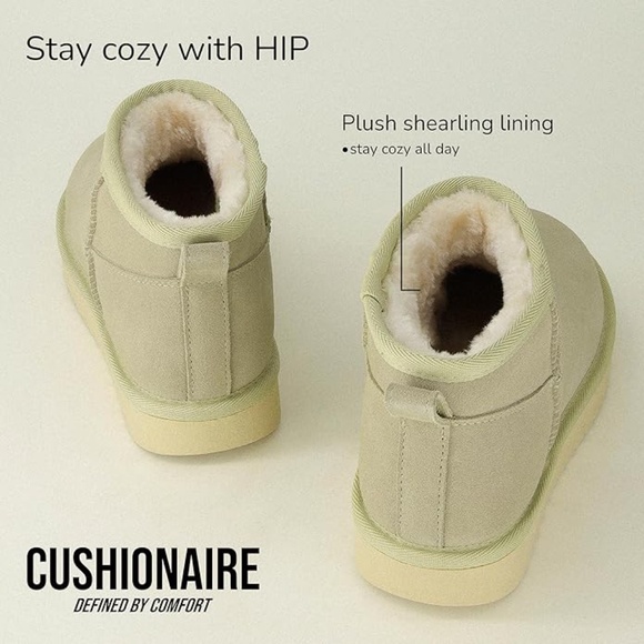 CUSHIONAIRE Women's Hip Genuine Suede Ankle Fur Lined Boots in Chocolate New - Picture 9 of 9